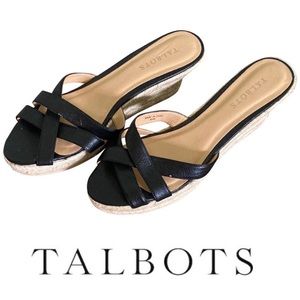 Talbots | Black Leather Wedges
